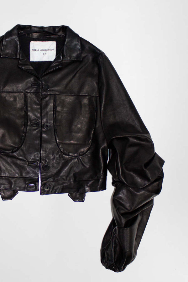 PUFF SLEEVE LEATHER JACKET