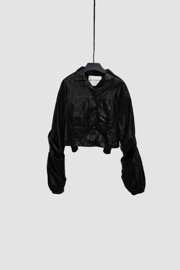 PUFF SLEEVE LEATHER JACKET