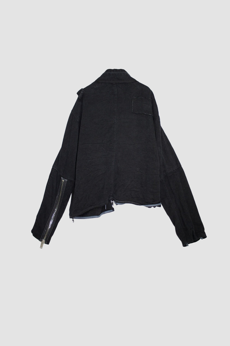 Asymmetrical Hemp Denim Jacket