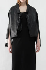 Folded Patch Work Leather Jacket