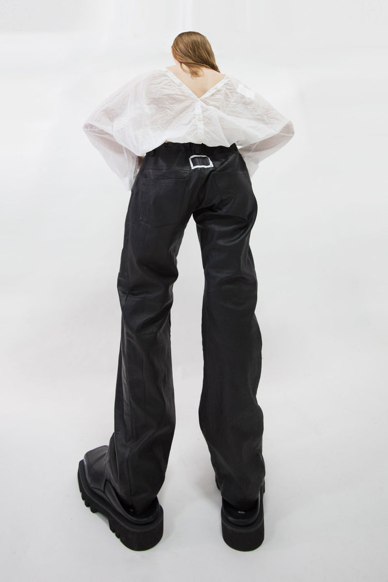 Straight Fit Leather Pants