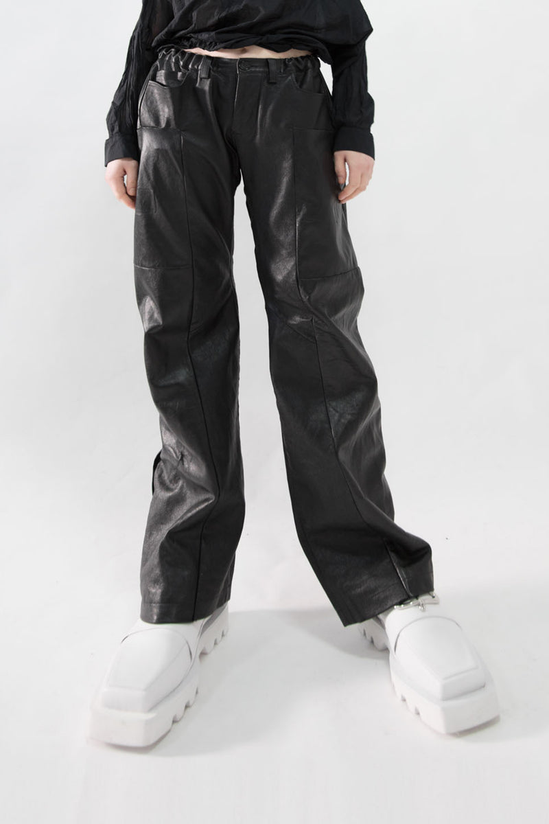 Straight Fit Leather Pants