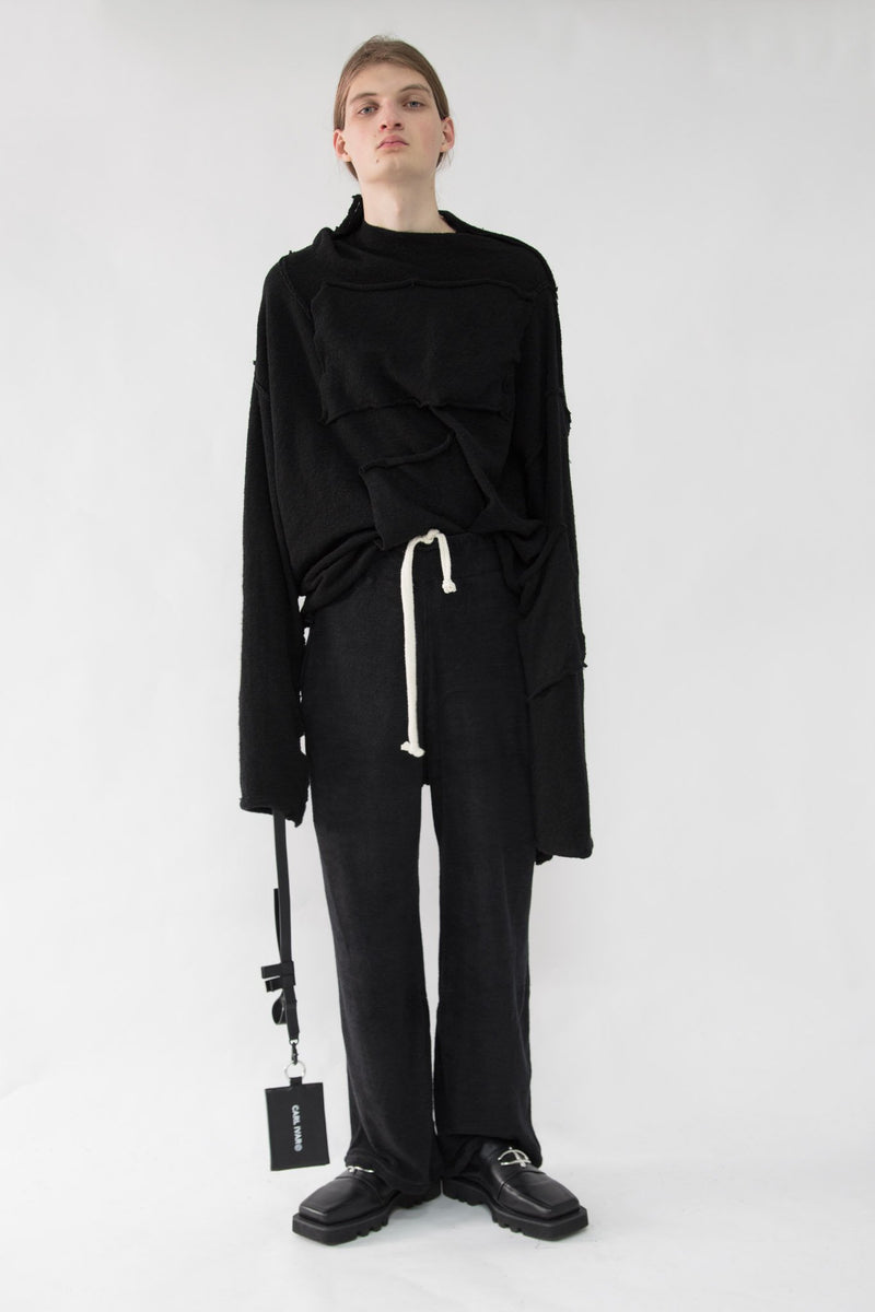 Patched High Neck Wool Sweater - CARL IVAR