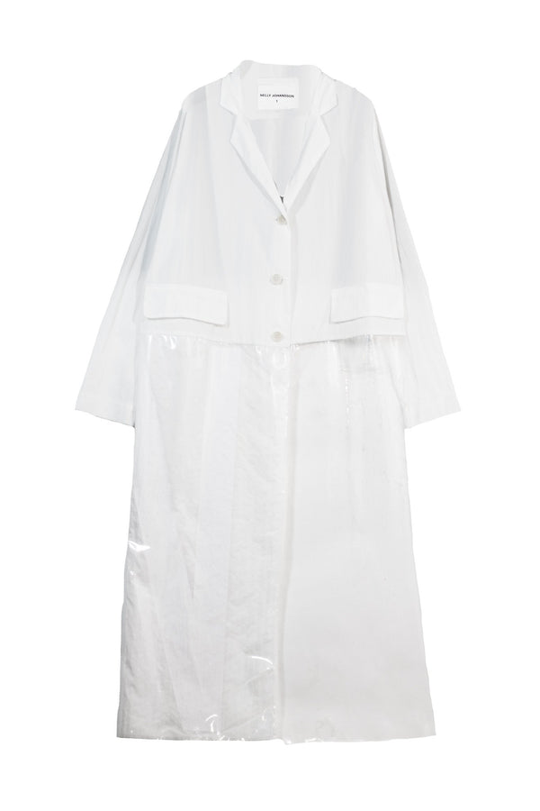 NELLY JOHANSSON PLASTIC FUSED COAT WHITE - NELLY JOHANSSON