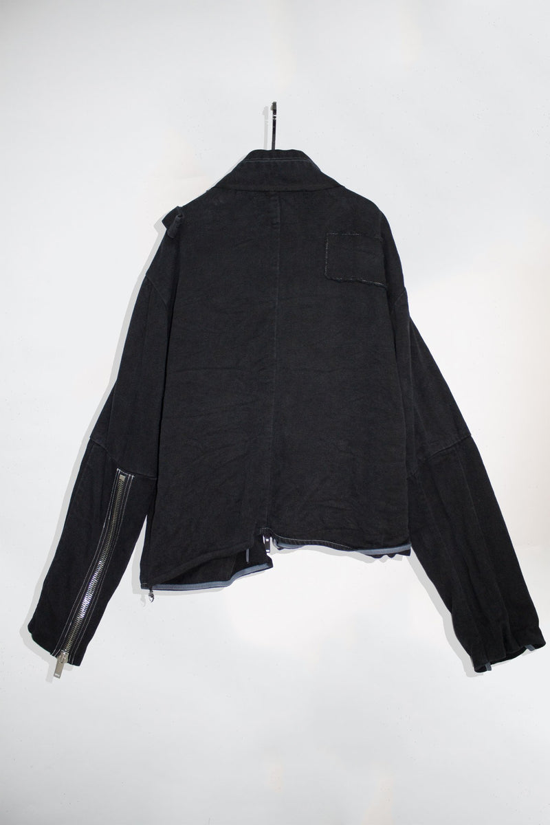 Asymmetrical Hemp Denim Jacket - NELLY JOHANSSON