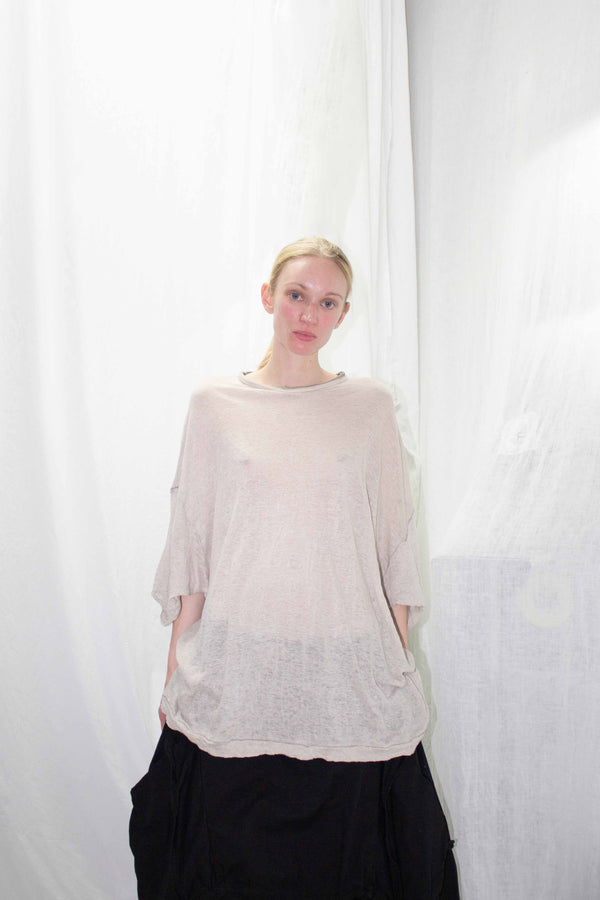 LINEN CREW NECK T-SHIRT - NELLY JOHANSSON