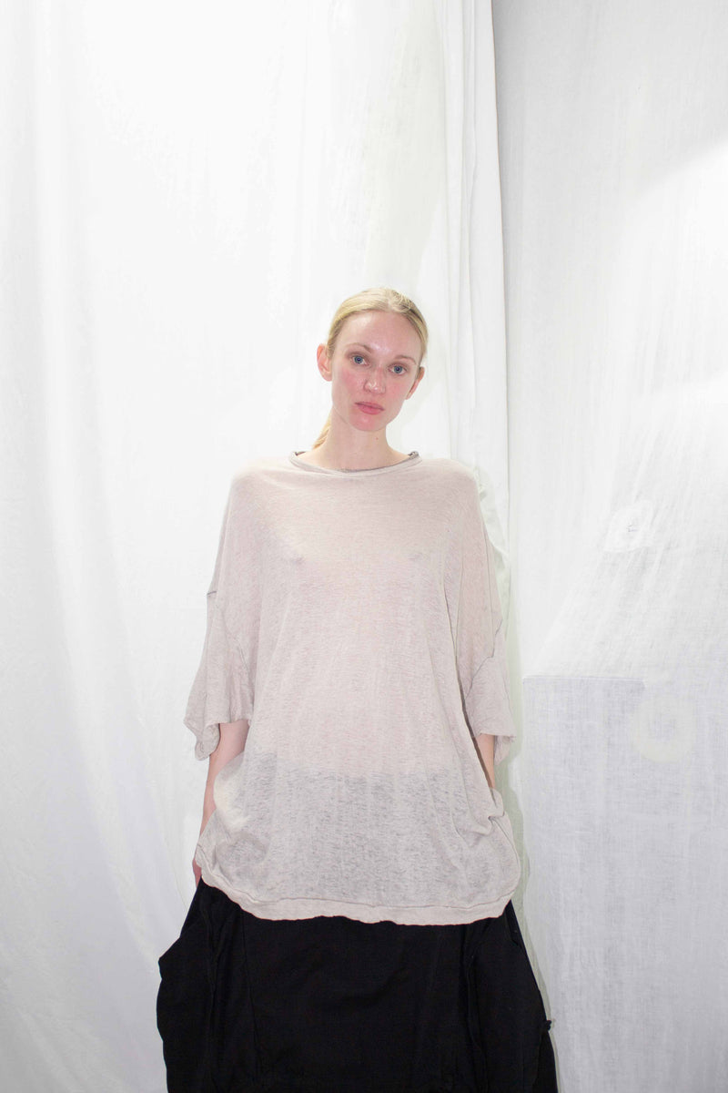 LINEN CREW NECK T-SHIRT - NELLY JOHANSSON