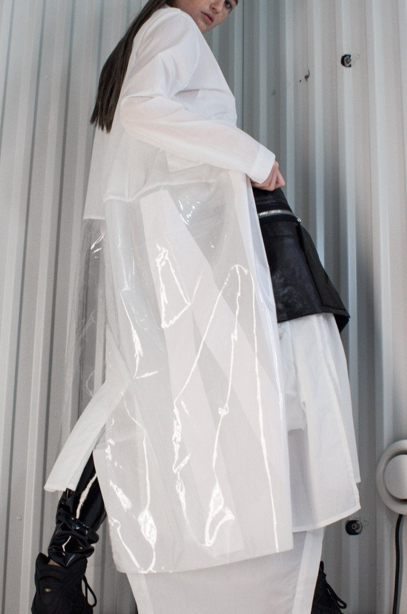 NELLY JOHANSSON PLASTIC FUSED COAT WHITE - NELLY JOHANSSON