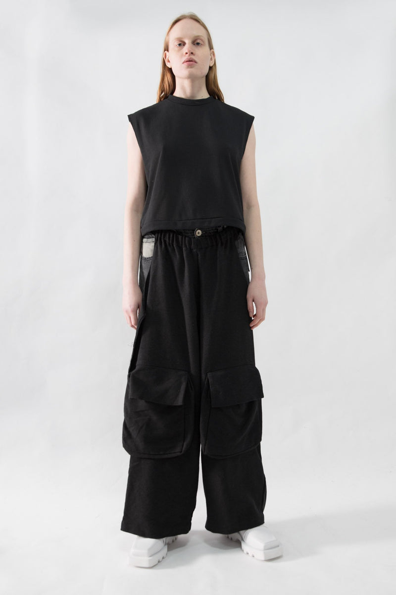 Perforated Crop Crew Neck Top - CARL IVAR