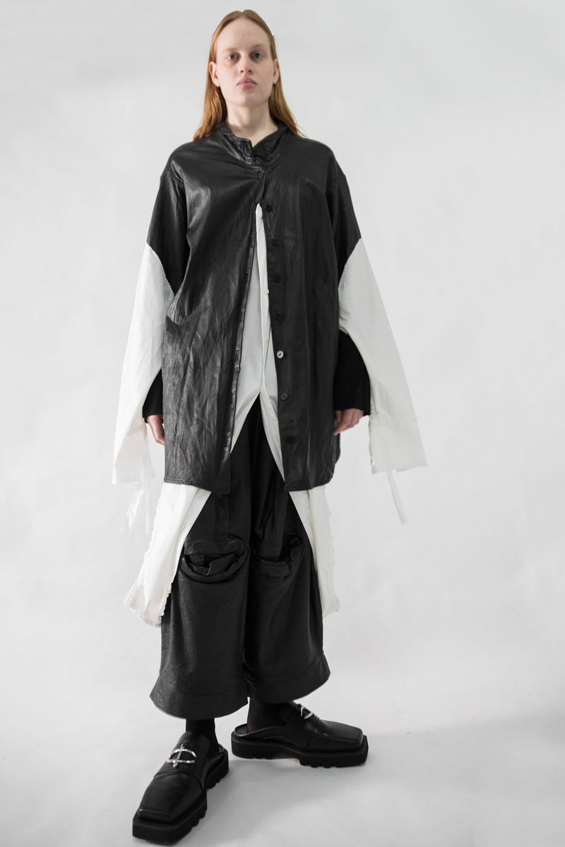 Leather Mix Shirt Dress - CARL IVAR