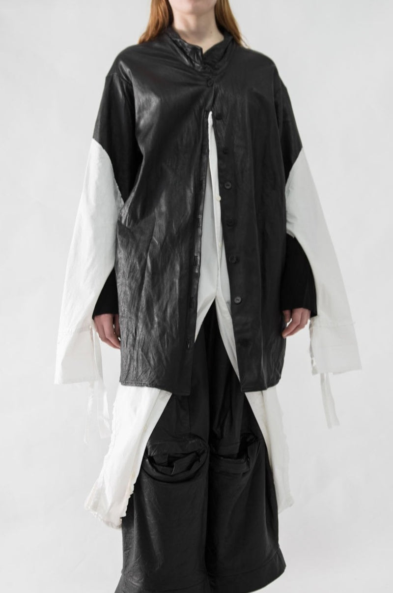 Leather Mix Shirt Dress - CARL IVAR