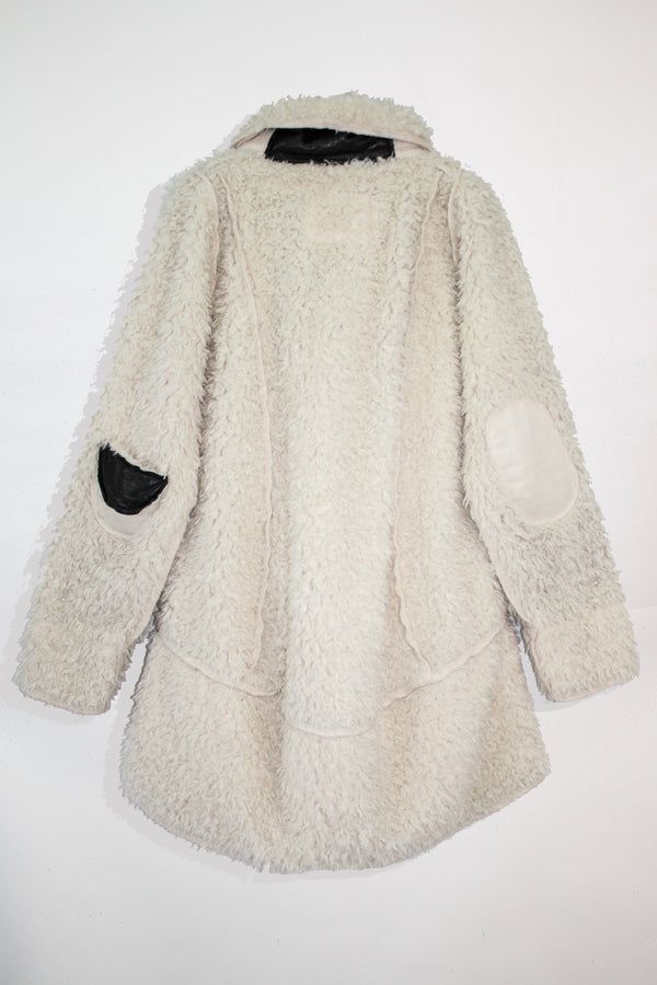 Draped Leather Mix Fleece Sweater - CARL IVAR - carlivar - 