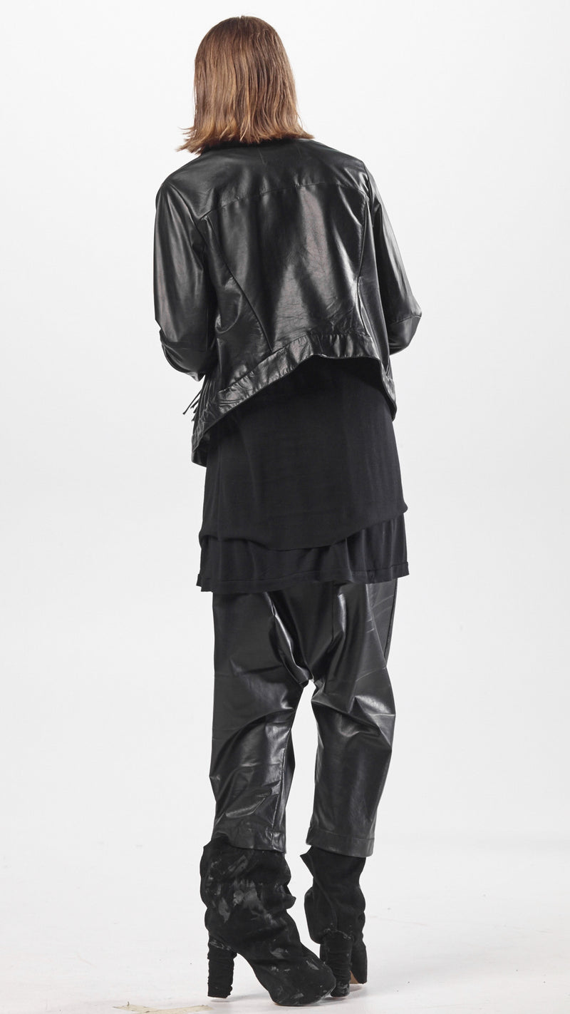 NELLY JOHANSSON DROP CROUCH LEATHER TROUSERS - NELLY JOHANSSON