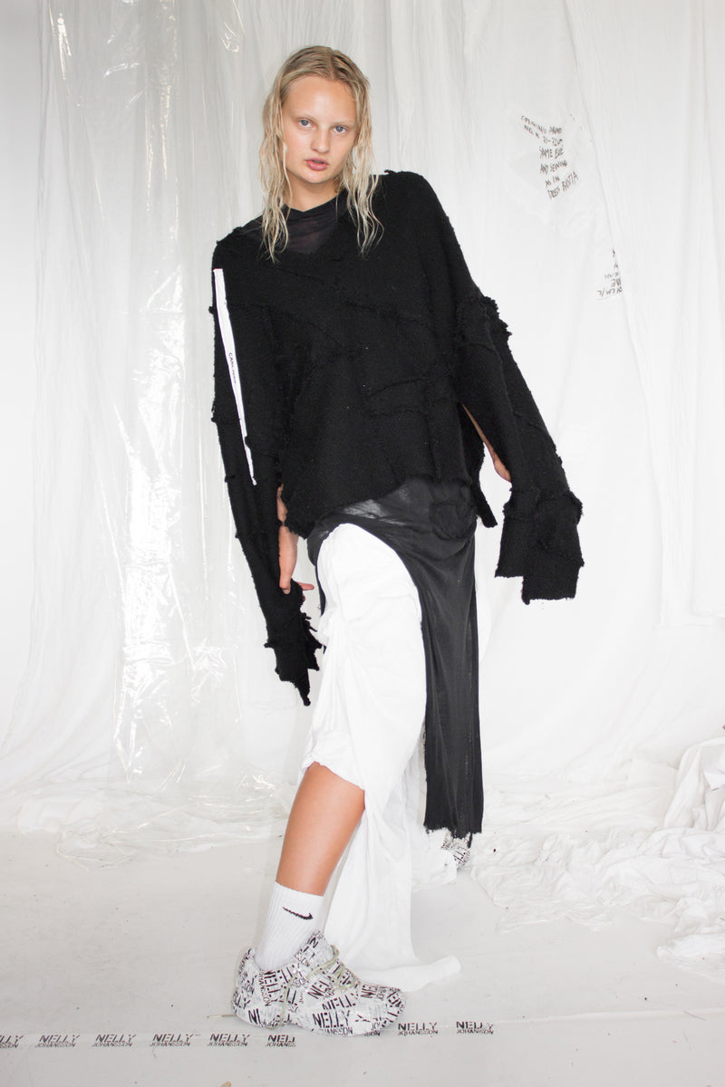 NELLY JOHANSSON HAND PATCHED WOOL SWEATER - NELLY JOHANSSON